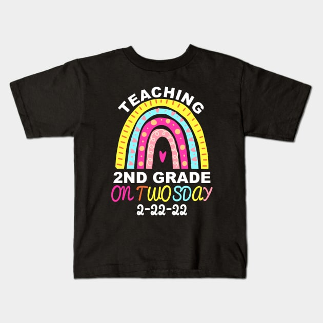 Teaching 2nd Grade On Twosday 2/22/2022 Funny School Teacher Kids T-Shirt by ZimBom Designer